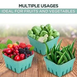 [44 Pack] Quart Green Molded Pulp Fiber Berry Basket Produce Vented Container For Fruit And Vegetable, Farmer Market, Grocery Stores And Backyard Party -Peugeot Shop 513fJUxcdwL