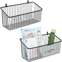 MDesign Small Metal Wire Wall Mounted Storage Organizer Basket Bin For Hanging In Kitchen, Garage, Entryway, Mudroom, Bedroom, Bathroom, Laundry Room - Unity Collection - 4 Pack - Black -Peugeot Shop 513fpSVFMxL. AC