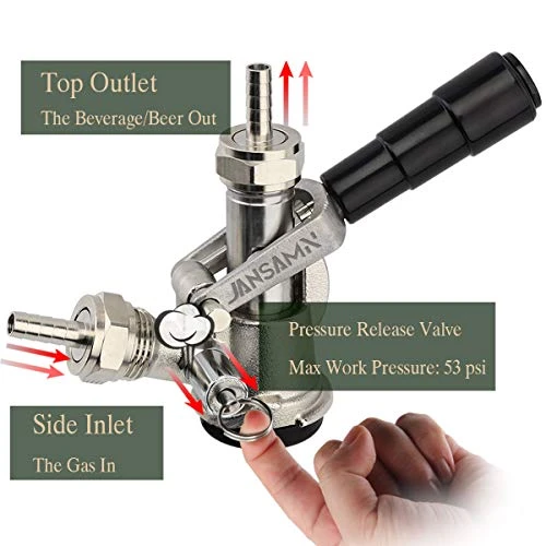 Jansamn Keg Coupler, Sankey D Tap With Stainless Steel Probe, Keg Coupler D System With Black Handle & Hose Clamp, D Style 5 Jansamn Keg Coupler, Sankey D Tap With Stainless Steel Probe, Keg Coupler D System With Black Handle & Hose Clamp, D Style - Image 5