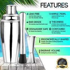 Cocktail Shaker Set Bartender Kit With Stand And Bar Mat | Essential Bar Accessories And Barware For The Home Bar Kit I Mixology Bartending Kit And Drink Mixing Tools -Peugeot Shop 513gni80juL