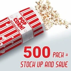 Popcorn Bags Coated For Leak/Tear Resistance. Single Serving 1oz Paper Sleeves In Nostalgic Red/White Design. Great Movie Theme Party Supplies Or For Old Fashioned Carnivals & Fundraisers! (500) -Peugeot Shop 513jgBxO7zL