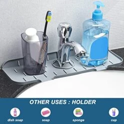 Sink Splash Guard, Kitchen Faucet Absorbent Mat, Silicone Handle Drip Water Catcher Mat, Faucet Rubber Drain Mat Behind Faucet, Countertop Drip Protector Splash For Bathroom And RVs -Peugeot Shop 513kMl5hJsL