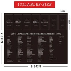 Kitchen 133 Minimalist Spice Jar Labels Preprinted Set - White Text On Black Glossy Finish Vinyl Waterproof Spice Sticker - Fit Round Square Glass Seasoning Spice Jars Organization And Storage -Peugeot Shop 513olgaFUUL