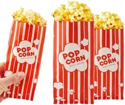 1 Oz Paper Popcorn Bags Bulk (100 Pack) Small Red & White Pop-corn Bag Disposable For Carnival Themed Party, Movie Night, Halloween, Popcorn Machine Accessories & Supplies, Individual Servings -Peugeot Shop 513rBvyg5cL. AC