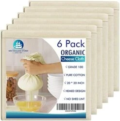 8 PCS Reusable Cheesecloth, Grade 100, 20x20 Inch Hemmed Organic Cheese Cloth For Straining Craft, 100% Cotton Unbleached Cloth Strainer For Cooking, Baking, Juicing, Cheese Making -Peugeot Shop 513veWaOqPL. AC