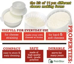11 Pcs Cheesemaking Kit №2 Butter Punched Сheese Mold Press Strainer Cheese Tofu Press Mold Cheese Making Kit 8 11 Pcs Cheesemaking Kit №2 Butter Punched Сheese Mold Press Strainer Cheese Tofu Press Mold Cheese Making Kit -Peugeot Shop 513wIST5sEL