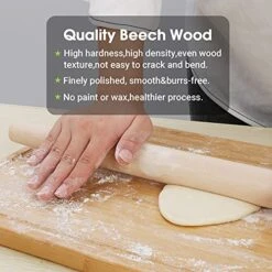 Rench Rolling Pin For Baking 18 Inch - Gifbera Better Wood Beech Dough Roller Baking Utensils For Pizza Bread Pastry Fondant -Peugeot Shop 513yYa9RmRL