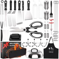 Griddle Accessories Kit, 44Pcs Flat Top Grill Accessories For Blackstone Griddle Accessories For Camp Chef BBQ Grill Tools Set Spatula Set With Scissors, Spatula, Scraper, Basting Cover