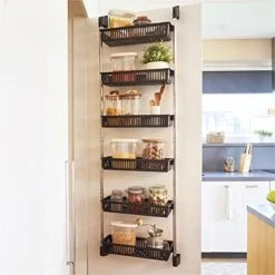 HomeBuddy Over The Door Pantry Organizer - 6 Basket Over Door Pantry Organizer, Sturdy Over The Door Spice Rack With 3 Sets Of Padded Hooks - Hanging Spice Rack For Pantry Door, Behind Door Storage -Peugeot Shop 51461aKw2ML. AC