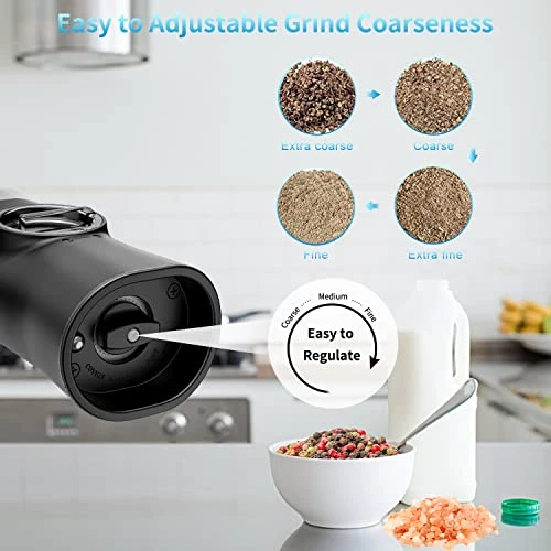 2 Pack Electric Salt And Pepper Grinder Set With USB Rechargeable - No Battery Needed, Ansbell Automatic Salt And Pepper Grinder, Gravity Pepper Mill Grinder Refillable, Adjustable Coarseness 3 2 Pack Electric Salt And Pepper Grinder Set With USB Rechargeable - No Battery Needed, Ansbell Automatic Salt And Pepper Grinder, Gravity Pepper Mill Grinder Refillable, Adjustable Coarseness - Image 3