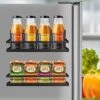 2 Pack Magnetic Spice Rack, Refrigerator Organizer Shelf, Side Wall Refrigerator Storage For Spices, Utensils Or Plates, Works As Strong Magnetic Shelf With 4 Hooks Organization For Home And Kitchen