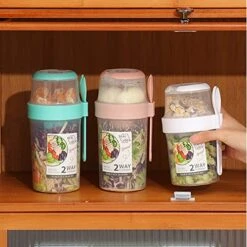 25.7oz Keep Fit Salad Meal Shaker Cup With Insulation Bag,Upgrade Fresh Salad Cup With Fork And Salad Dressing Holder Portable Fruit And Vegetable Salad Cups Container For Lunch (Blue, Large) -Peugeot Shop 514DhPHJmdL