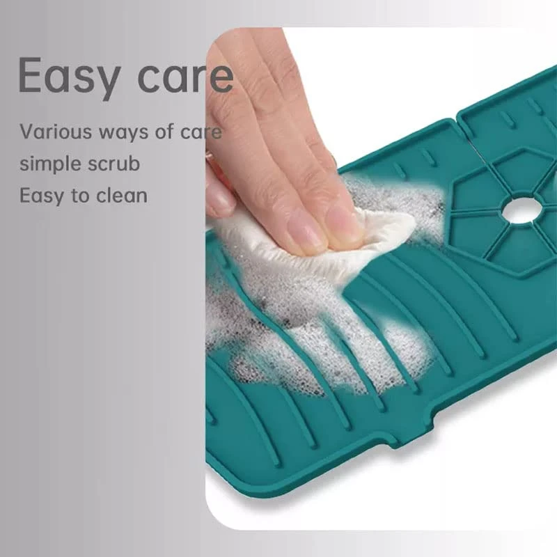 GENERIC 2 Pack Silicone Faucet Mat, Faucet Splash Catcher Kitchen Sink Mats, Sink Splash Guard, Draining Pad Behind Faucet For Kitchen & Bathroom Sink Organizer Sponge Holder With Drainage Edge (Black & Grey) 3 GENERIC 2 Pack Silicone Faucet Mat, Faucet Splash Catcher Kitchen Sink Mats, Sink Splash Guard, Draining Pad Behind Faucet For Kitchen & Bathroom Sink Organizer Sponge Holder With Drainage Edge (Black & Grey) - Image 3