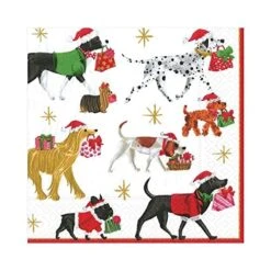 Christmas Delivery Paper Luncheon Napkins In White - Four Packs Of 20