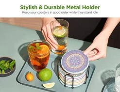 Coasters, Coasters For Drinks Absorbent Ceramic Coasters For Coffee Table Wooden Table Cork Coasters Heat-Resistant Reusable Drink Coaster, Gift For Birthday Housewarming Kitchen Bar