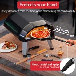 Non Stick Perforated Pizza Peel 14 Inch Wide - Fits Ooni Koda 16 And Fyra 16 - Lightweight Metal Aluminum Pizza Paddle - Extra Large Pizza Spatula With Long Handle -Peugeot Shop 514Obm1APPL