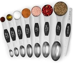 Stackable Magnetic Spoons Set Of 8 - Dual Sided Magnetic Measuring Spoons Set Fits In Spice Jars - Stainless Steel Measuring Spoons Magnetic For Dry And Liquid Ingredients (Black) -Peugeot Shop 514QLPNUHL. AC