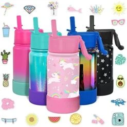 17 Oz Insulated Water Bottle With Straw Lid For Kids And Adult + 20 Funny Waterproof Stickers - Perfect For Personalizing Your Kids Metal Water Bottle -Peugeot Shop 514Rf2mkAtL. AC