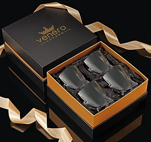 ENERO Crystal Whiskey Glasses, Set Of 4 Rocks Glasses In Satin-Lined Gift Box - 10 Oz Old Fashioned Lowball Bar Tumblers For Drinking Bourbon, Scotch Whisky, Cocktails, Cognac 2 ENERO Crystal Whiskey Glasses, Set Of 4 Rocks Glasses In Satin-Lined Gift Box - 10 Oz Old Fashioned Lowball Bar Tumblers For Drinking Bourbon, Scotch Whisky, Cocktails, Cognac - Image 2