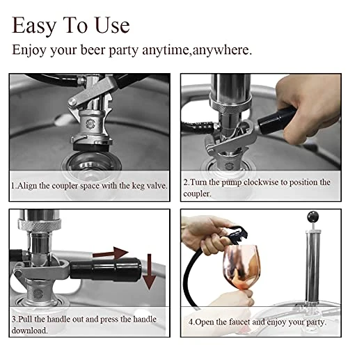 LUCKEG Beer Party Pump With Picnic Tap 8 Inch US Sankey D System Beer Keg Tap With Lever Handle For American Beer Brewing Equipment System 4 LUCKEG Beer Party Pump With Picnic Tap 8 Inch US Sankey D System Beer Keg Tap With Lever Handle For American Beer Brewing Equipment System - Image 4
