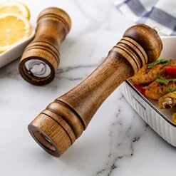 Salt And Pepper Grinder, Adjustable Coarseness Wooden Spice Grinder, Ceramic Grinding Mechanism, 8" Manual Wood Pepper Mill For Gift -Peugeot Shop 514YGSlCjIL