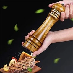 Solid Wood Oak Grinder Restaurant Pepper Manual Grinding Powder Pepper Ceramic Adjustable Coarse Grinder (8inches) (8.66x2.16) -Peugeot Shop 514amtpAKvS