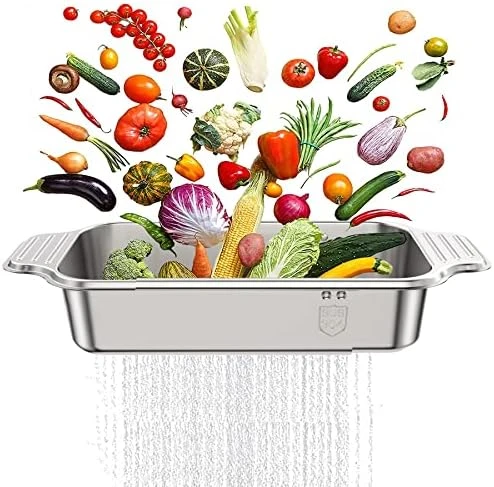 Collapsible Colander Strainer, Food Grade 304 Stainless Steel Over Sink Strainer, Big Collapsible Strainer, Easy To Wash Vegetables And Fruits, Drain Cooked Pasta And Dry Dishes 5 Collapsible Colander Strainer, Food Grade 304 Stainless Steel Over Sink Strainer, Big Collapsible Strainer, Easy To Wash Vegetables And Fruits, Drain Cooked Pasta And Dry Dishes - Image 5