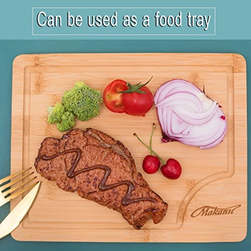 Bamboo Cutting Board Large 15 Inch, With Juice Groove, Handles On Both Sides For Easy Pick Up, Smooth Surface, For Kitchen And Party, Cut Raw Food Such As Meat, Beef And Chicken 3 Bamboo Cutting Board Large 15 Inch, With Juice Groove, Handles On Both Sides For Easy Pick Up, Smooth Surface, For Kitchen And Party, Cut Raw Food Such As Meat, Beef And Chicken - Image 3