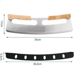 Pizza Cutter Rocker With Wooden Handles & Protective Cover, 14" Sharp Stainless Steel Pizza Slicer, Upgrade Accessories Chopper For Kitchen Tool Pizza Knife Cutters -Peugeot Shop 514iQJM4GEL