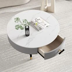 Table Marble Coffee Table Living Room Luxury Round Modern Coffee Table Books Outdoor Furniture -Peugeot Shop 514kAmrJguL