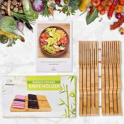 Bamboo Knife Drawer Organizer Insert - Kitchen Storage Holder For [18~26 Knives & 1~2 Honing Steel] Organization - Saves Countertop Space & Made Of Premium Quality Moso Bamboo -Peugeot Shop 514m7lbvNWS