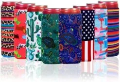 8 Pcs Slim Can Coolers Sleeves For 12oz Slim Beer & Hard Soda, Tall Skinny Can Cooler Holder Colorful Neoprene Bottle Insulator Perfect For Christmas Parties Valentines Day Gifts (Floral) -Peugeot Shop 514oVUjG8wL. AC