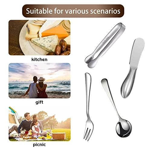 Charcuterie Accessories (14 Pcs), Cheese Spreaders For Charcuterie Board, Mini Serving Spoons, Forks And Mini Serving Tongs - Charcuterie Utensils For Butter, Cheese And Pastry Making 5 Charcuterie Accessories (14 Pcs), Cheese Spreaders For Charcuterie Board, Mini Serving Spoons, Forks And Mini Serving Tongs - Charcuterie Utensils For Butter, Cheese And Pastry Making - Image 5
