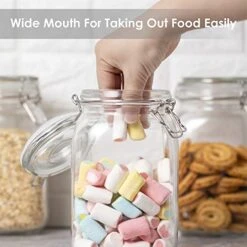 50oz Airtight Glass Jars With Lids, 3 PCS Food Storage Canister For Kitchen & Pantry Organization And Storage, Square Mason Jar Containers For Storing Sugar, Flour, Cereal,Coffee,Cookies -Peugeot Shop 514yudedvgL