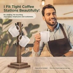 Coffee Cup Holder Mug Tree Mug Rack Timeless Collection - Satin Medium Roast Finish - Superior Craftsmanship - Anti-Tip & Slip Coffee Station Organizer - Coffee Mug Holder For Counter & Bar -Peugeot Shop 5153Xu7js2L