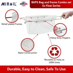 Oil B6PS Fryer Filter Bag & Frame, MirOil EZ Flow Filter Bag Combination, Part 02852, Use To Filter Fry Oil, Suitable For 70 Lb Polishing Oil, Durable, Easy To Clean With Hot Water