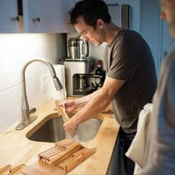 Bamboo In-Drawer Knife Block Set For 16 Knives(Not Included), Large Kitchen Detachable Washable Cutlery Slot Organizer Storage Holder For Sharpening Steel And Cutter -Peugeot Shop 515EuwmqZGL