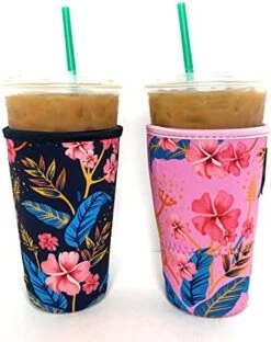 Axendale And Co Reusable Neoprene Insulator Sleeves For Large Sized Iced Coffee And Cold Drink Cups (2 PK Large 32oz, Black Smooth) -Peugeot Shop 515Gr336AYS. AC