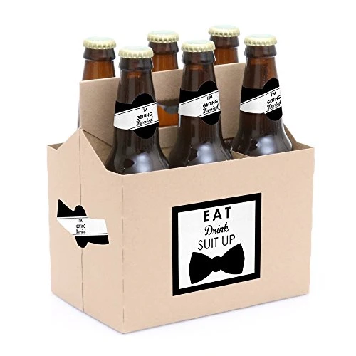 Suit Up - Will You Be My Groomsman Decorations For Men - 6 Beer Bottle Label Stickers And 1 Carrier 2 Suit Up - Will You Be My Groomsman Decorations For Men - 6 Beer Bottle Label Stickers And 1 Carrier - Image 2