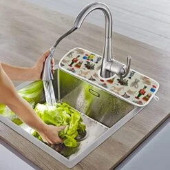 2 Pack Xmas Soldier Kitchen Faucet Drying Mat 15''x 6'' Dish Drain Drying Pad Christmas Nutcrackers Absorbent Splash Guard Behind Faucet Drip Catcher Protectors For Sink Bar Bathroom -Peugeot Shop 515NwssOClL. AC