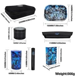 8.86 Inches Metal Herb Grinder Rolling Tray Set, Bring A Suitcase Premium Grinder, Blue -Peugeot Shop 515bTOziOmL