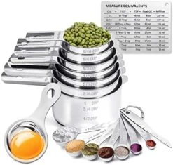 Stainless Steel Measuring Cups And Measuring Spoons Set With Magnetic Measurement Conversion Chart/Egg Separator/Level, Stackable Kitchen Gadgets Measure Tools For Liquid & Dry Measuring 15 Stainless Steel Measuring Cups And Measuring Spoons Set With Magnetic Measurement Conversion Chart/Egg Separator/Level, Stackable Kitchen Gadgets Measure Tools For Liquid & Dry Measuring -Peugeot Shop 515buqobBLL. AC