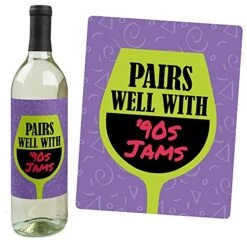 90's Throwback - 1990s Wine Party Decorations For Women And Men - Bottle Label Stickers - Set Of 4 -Peugeot Shop 515bvZrVhQL