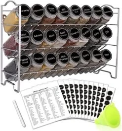 SWOMMOLY Spice Rack Organizer With 24 Empty Square Spice Jars, 396 Spice Labels With Chalk Marker And Funnel Complete Set, For Countertop, Cabinet Or Wall Mount, Black 13 SWOMMOLY Spice Rack Organizer With 24 Empty Square Spice Jars, 396 Spice Labels With Chalk Marker And Funnel Complete Set, For Countertop, Cabinet Or Wall Mount, Black -Peugeot Shop 515cnPpG1KL. AC