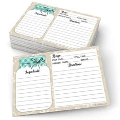 Mason Jar Recipe Cards (Set Of 50) Rustic 4" X 6" Double-Sided Premium Card Stock - Made In USA - Rustic Green And Tan, Large Notes From