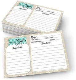 Mason Jar Recipe Cards (Set Of 50) Rustic 4" X 6" Double-Sided Premium Card Stock - Made In USA - Rustic Green And Tan, Large Notes From -Peugeot Shop 515dzDqDJSL. AC