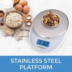 Ohl Schmitt Digital Food Kitchen Scale, Multifunctional Weight Measuring For Cooking And Baking In Grams/Ounces, Auto Shut-Off, Stainless Steel (Batteries Included) (Silver) -Peugeot Shop 515ehkJoqnL