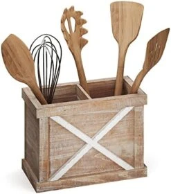 Kitchen Utensil Holder For Countertop, Farmhouse Utensil Holder, Large Utensil Holder For Kitchen Counter, Wooden Utensil Holder, Utensil Organizer For Countertop, White 9.5" X 6.75" -Peugeot Shop 515ghyjqSPL. AC