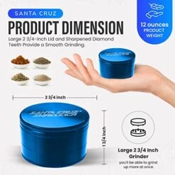 Metal Herb Grinder Knurled Top For Stronger Grip 3-Piece Large 2.7" (Blue) -Peugeot Shop 515nEFOXD0L