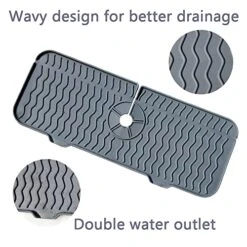 GENERIC Silicone Faucet Handle Drip Catcher Mat,Sink Draining Pad Behind Faucet, Drying Pads,Mat For Kitchen Sink, Faucet Water Drip Catcher Mat,Drying Mat Washers, (Grey) (kuansihuishe) -Peugeot Shop 515qVDLBBnL